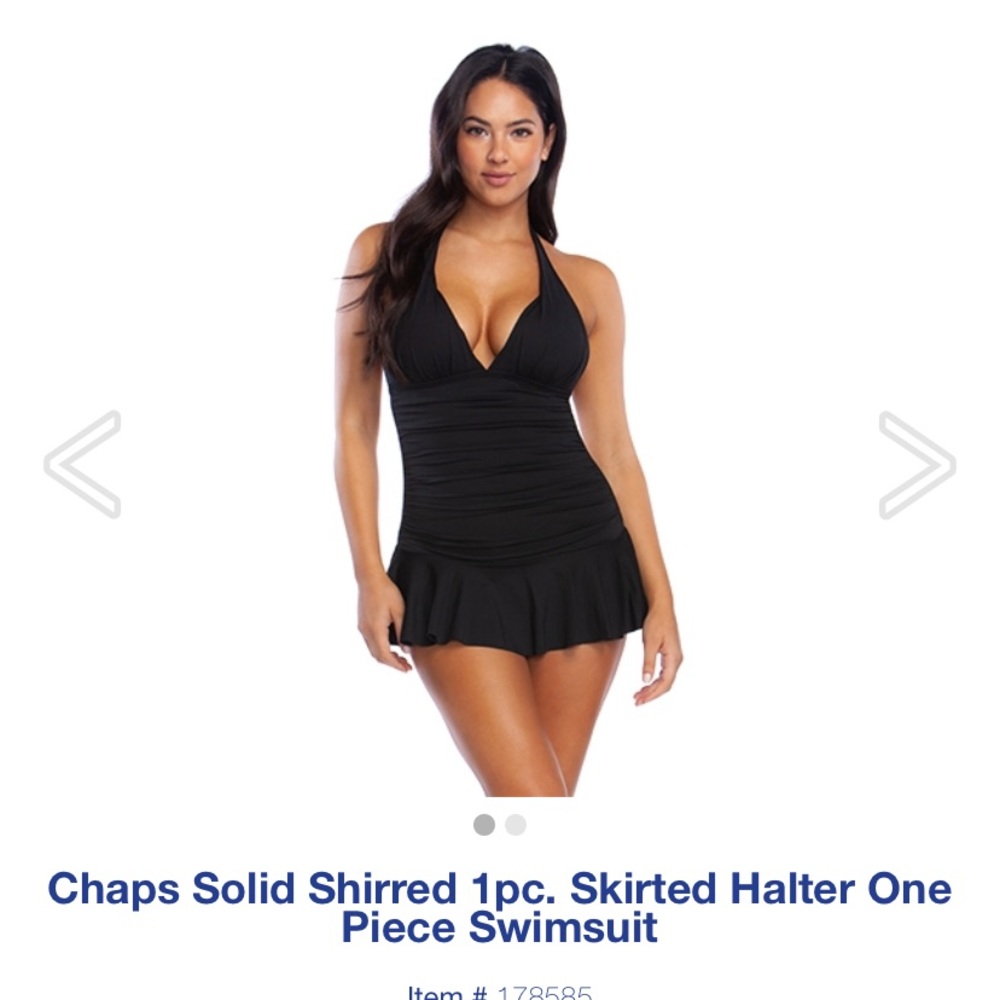 Chaps One-Piece Skirted Halter Swimsuit